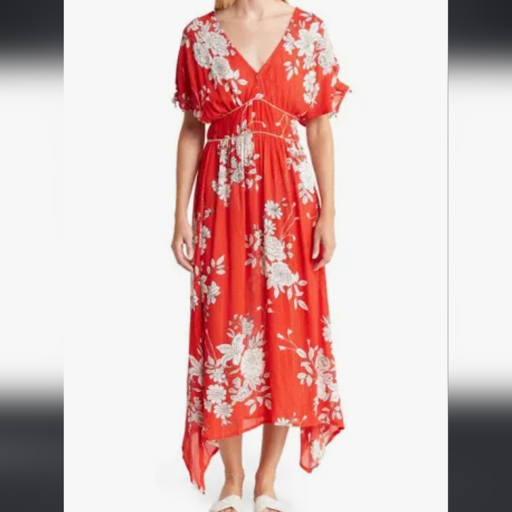 NWT Anthropologie, RAGA red/white floral maxi dress, size XS - BOGO ITEM